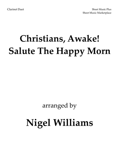 Christians, Awake! Salute The Happy Morn, for Clarinet Duet (arr. Nigel Williams)