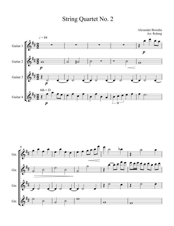 String Quartet No. 2 in D Major (Guitar Quartet) (arr. Jackson Roberg)