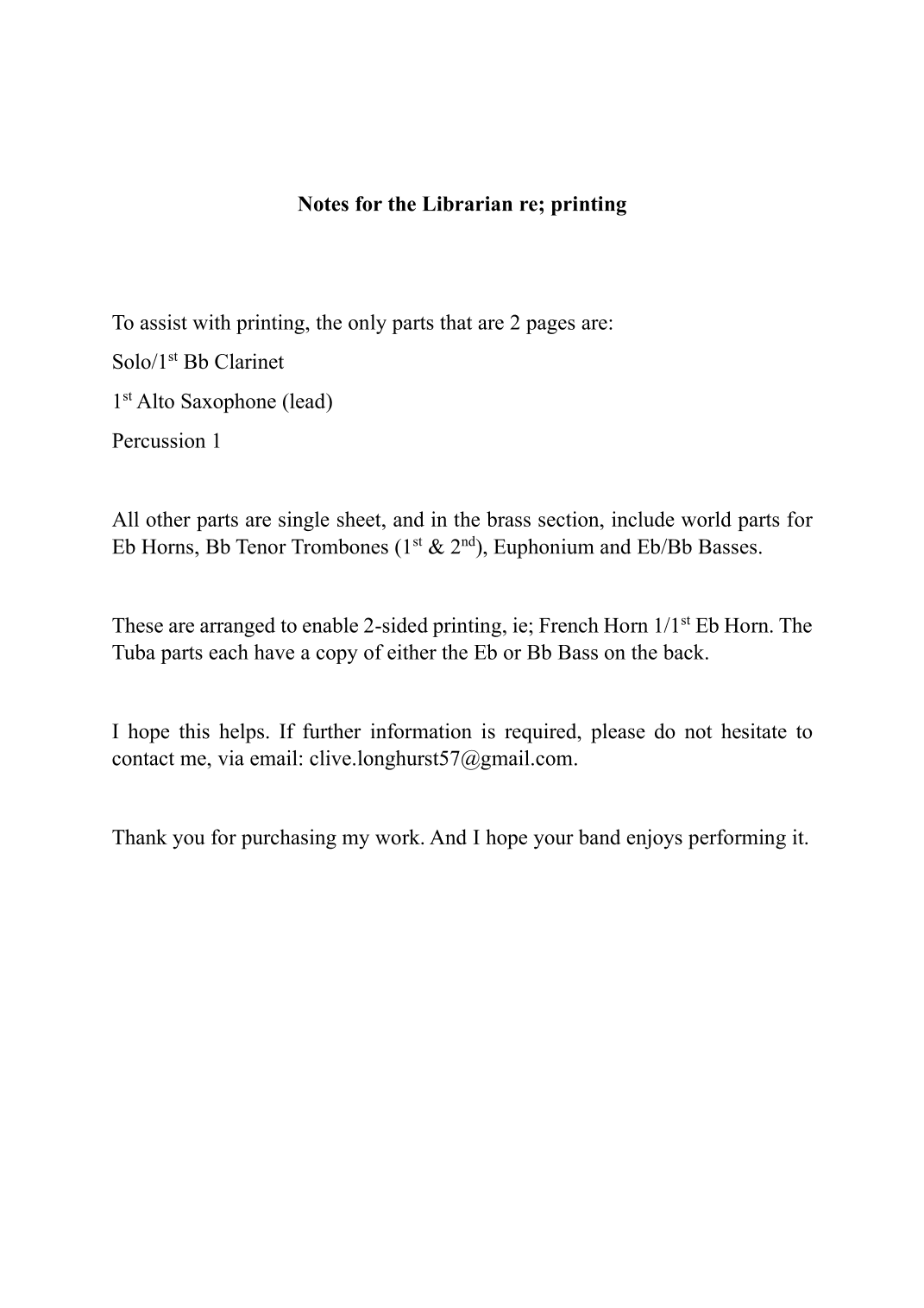 Clair (arr. Clive Longhurst)