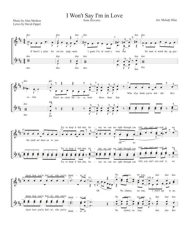 I Won't Say (i'm In Love) (arr. Melody Hine)