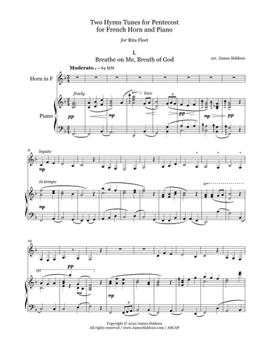 Two Hymn Tunes for Pentecost for French Horn and Piano (arr. James Siddons)