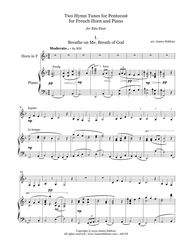 Two Hymn Tunes for Pentecost for French Horn and Piano (arr. James Siddons)