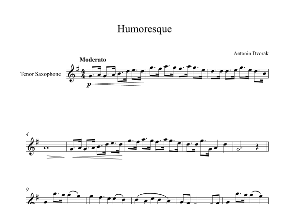 Humoresque - Antonin Dvorak (Tenor Sax) (arr. Digital Book Music)