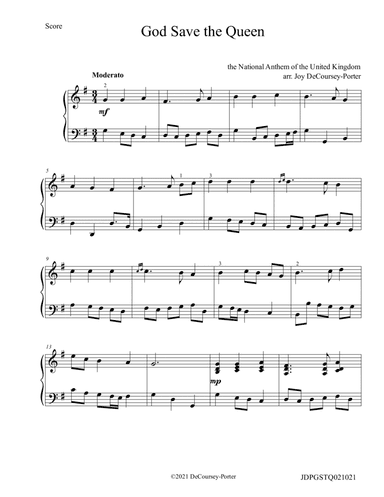 God Save the Queen- British National Anthem (arr. Joy DeCoursey-Porter)