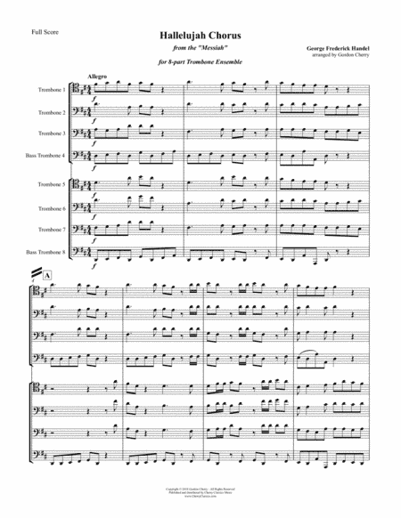 Hallelujah Chorus for 8-part Trombone Ensemble (arr. Cherry, Gordon)