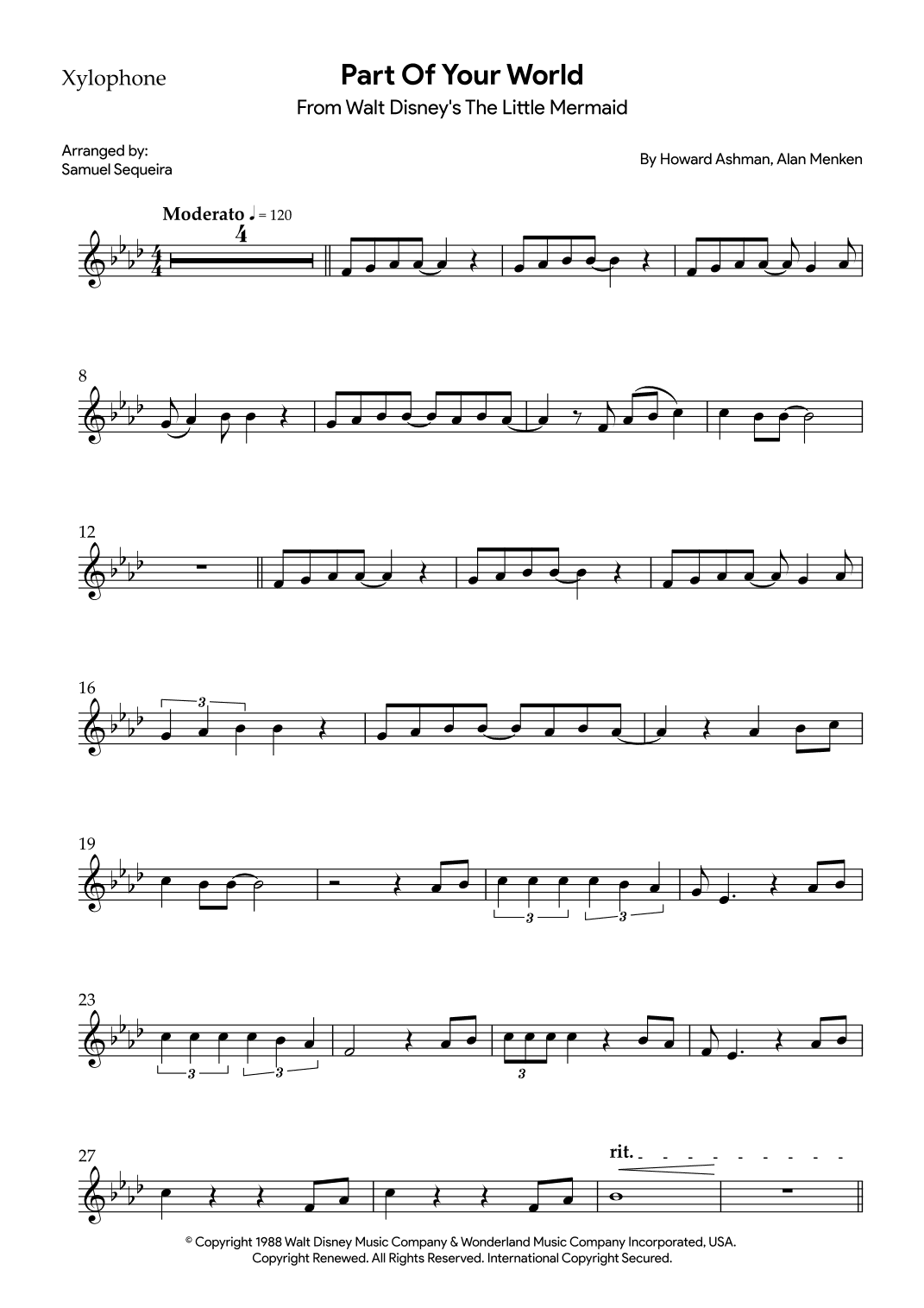 Part Of Your World (reprise) (arr. Samuel Sequeira)