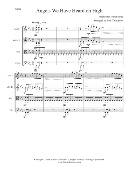 Angels We Have Heard on High - String Quartet (arr. Paul Thompson)