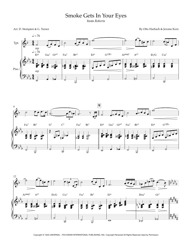Smoke Gets In Your Eyes (arr. Debra E. Stempien, Gregory H. Turner)