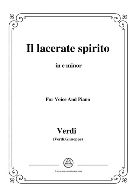 Verdi-Il lacerate spirito(A te l'estremo addio) in e minor, for Voice and Piano (arr. MSM)