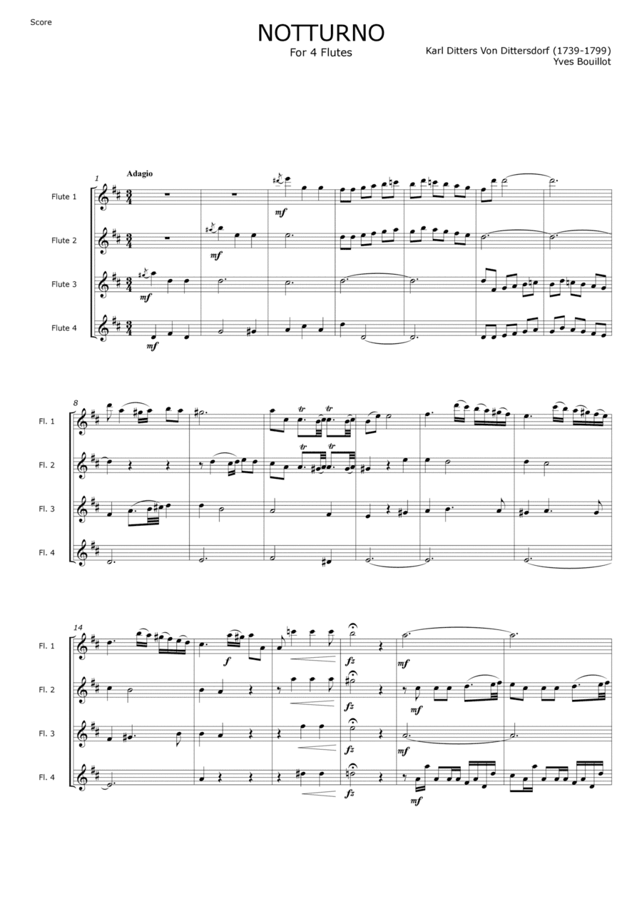 Nocturne for Flutes quartet (arr. Yves Bouillot)
