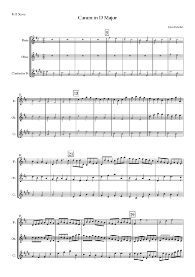 Canon in D Major (Johann Pachelbel) for Woodwind Trio (arr. Fabio Britto)