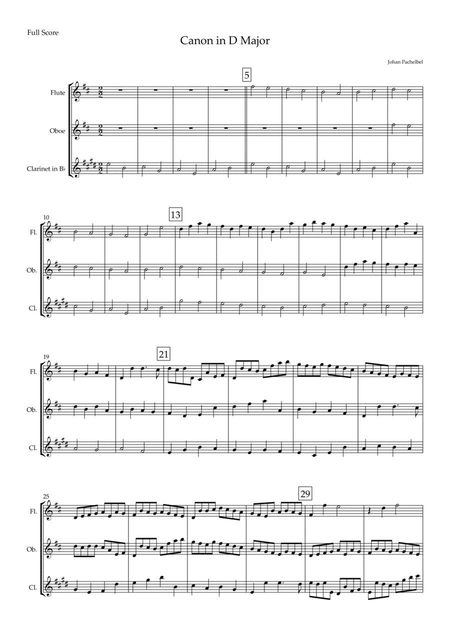 Canon in D Major (Johann Pachelbel) for Woodwind Trio (arr. Fabio Britto)