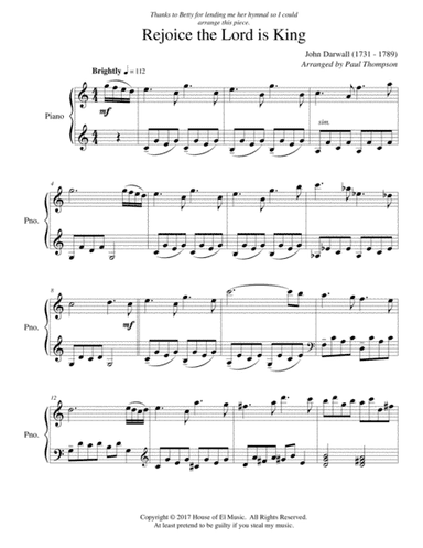 Rejoice the Lord is King (arr. Paul Thompson)