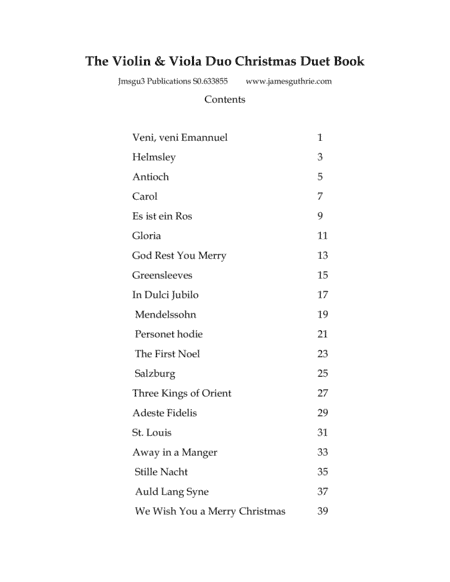 The Violin & Viola Christmas Duet Book (arr. James M. Guthrie, ASCAP)