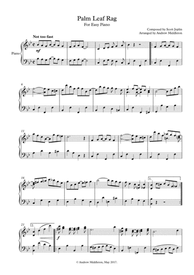 Palm Leaf Rag for Easy Piano (arr. Andrew Middleton)