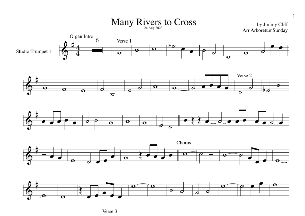 Many Rivers To Cross (arr. ArboretumSunday)