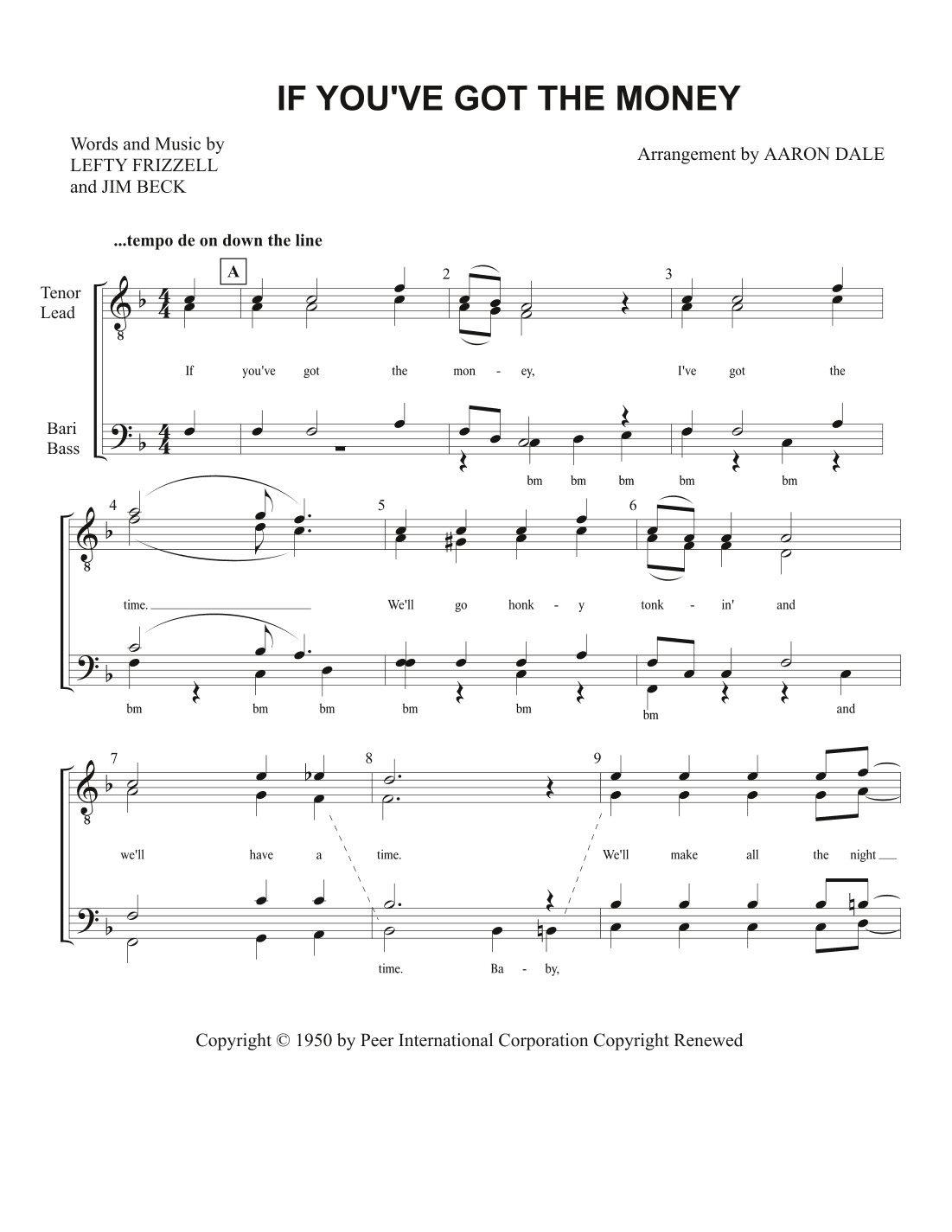 If You've Got The Money (i've Got The Time) (arr. Aaron Dale)