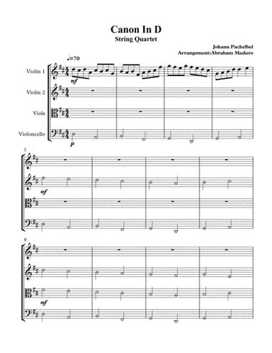 Canon In D String Quartet (arr. Abraham Maduro)