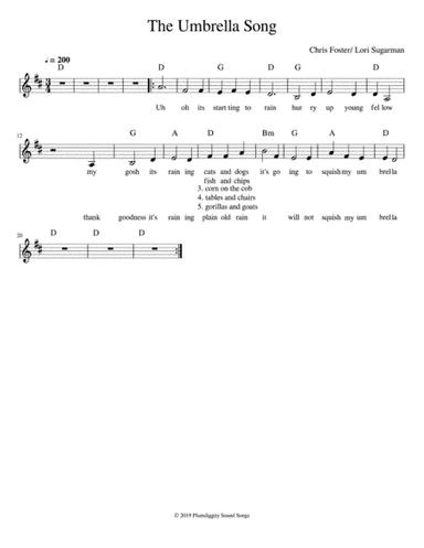 Uh-Oh - The Umbrella Song - Lead Sheet