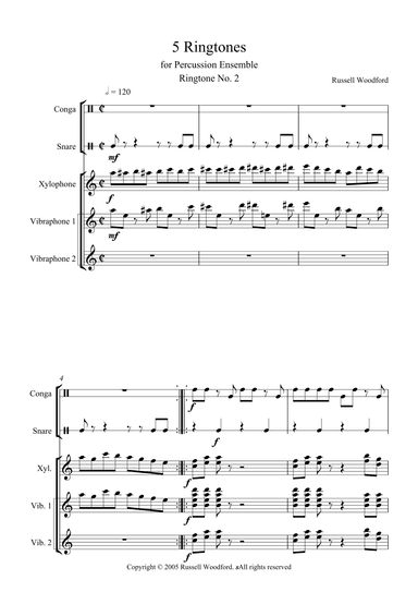 5 Ringtones for Percussion Ensemble: Ringtone 2