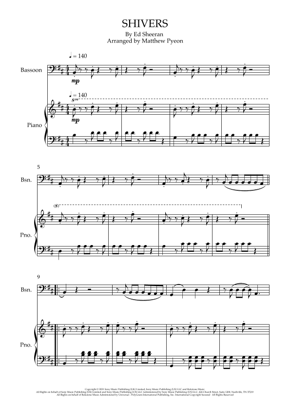Shivers (arr. Matthew pyeon)