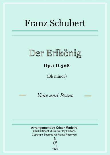 Der Erlkönig by Schubert - Voice and Piano - Bb minor (Full Score and Parts) (arr. César Madeira)