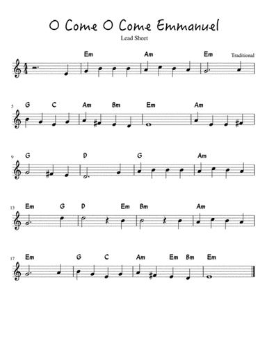 O Come O Come Emmanuel Lead Sheet (arr. Kimberly Steele)