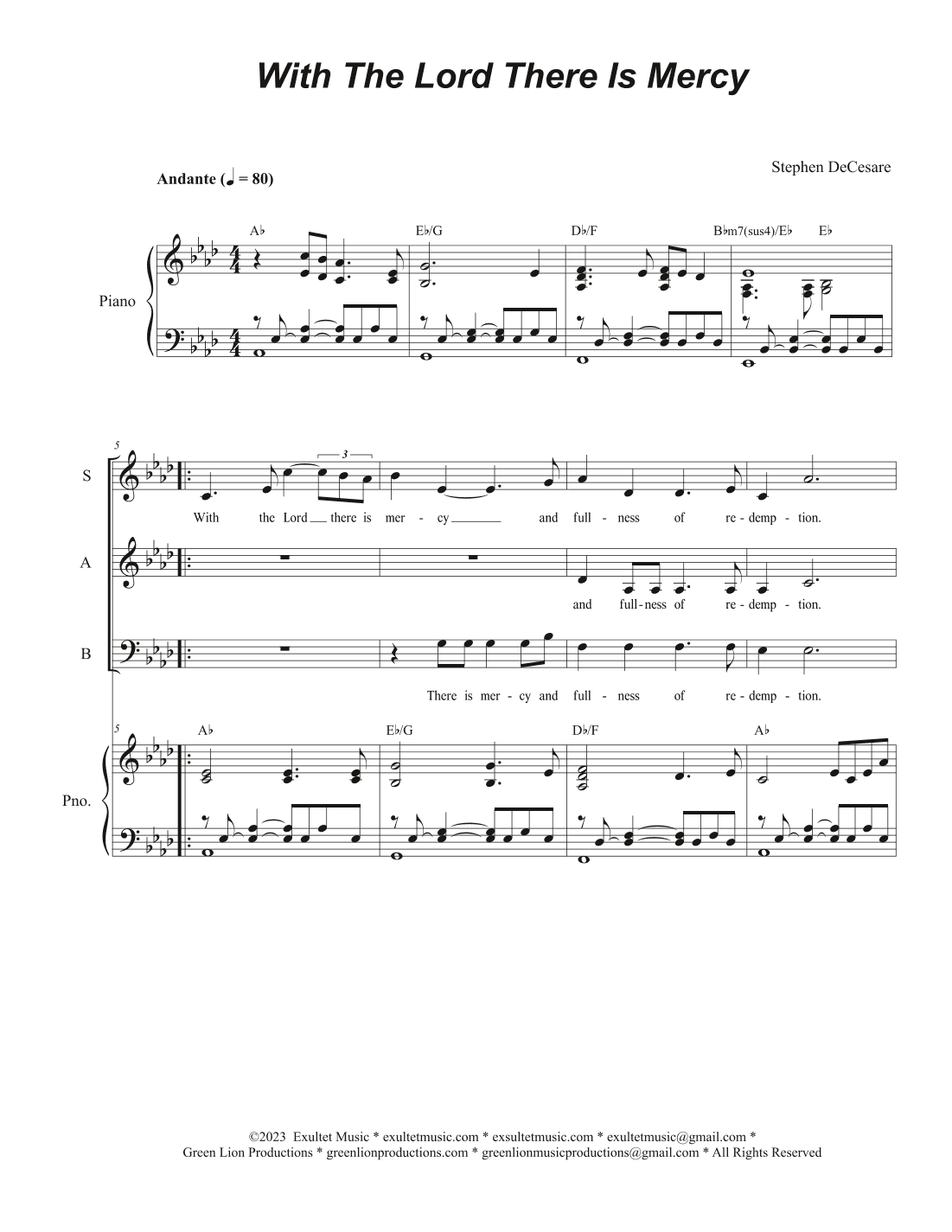 With The Lord There Is Mercy (Vocal Trio - (SAB)