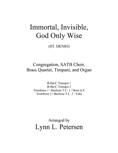 Immortal, Invisible, God Only Wise (with brass quartet) (arr. Lynn L. Petersen)