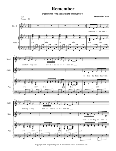 Remember (from "The Selfish Giant: the musical")