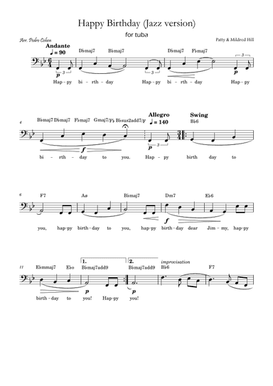 Happy Birthday (jazz version) (arr. Pedro Cohen)