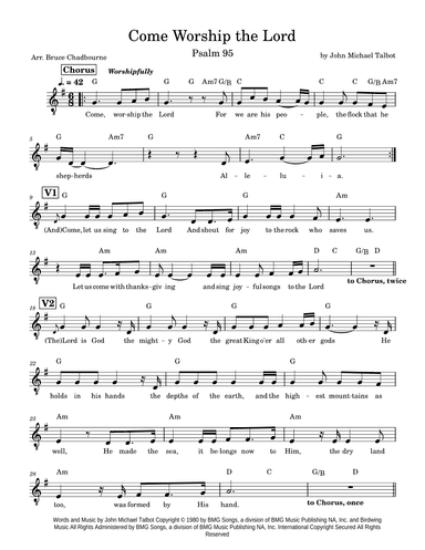 Psalm 95 (come Worship The Lord) (arr. Bruce Chadbourne)