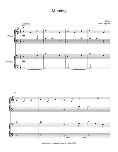 Morning (beginning solo with optional elementary duet) (arr. Sandra Zylstra)