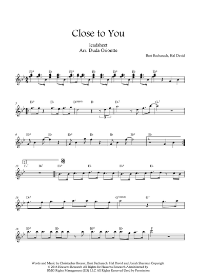 Close To You (arr. Duda Oriontte)