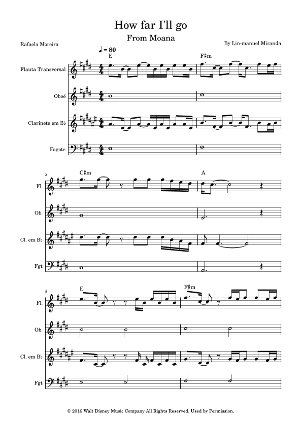 How Far I'll Go (arr. Rafaela Moreira)