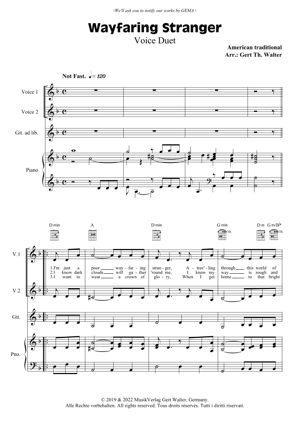 Wayfaring Stranger (arr. Gert Th. Walter)