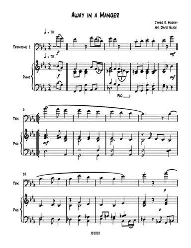 Away in a Manger (Trombone solo) with optional piano accompaniment (arr. Dave Slack)