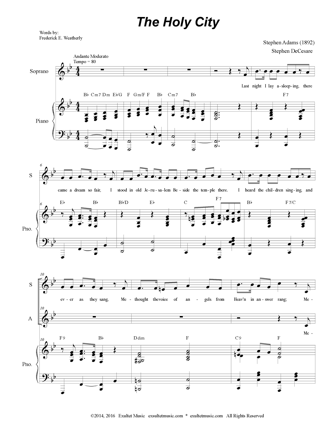 The Holy City (Duet for Soprano and Alto Solo) (arr. Stephen DeCesare)