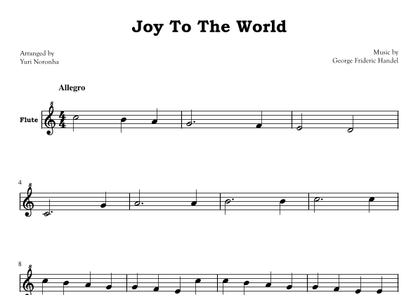 Joy To The World - For Flute (arr. Yuri Noronha)