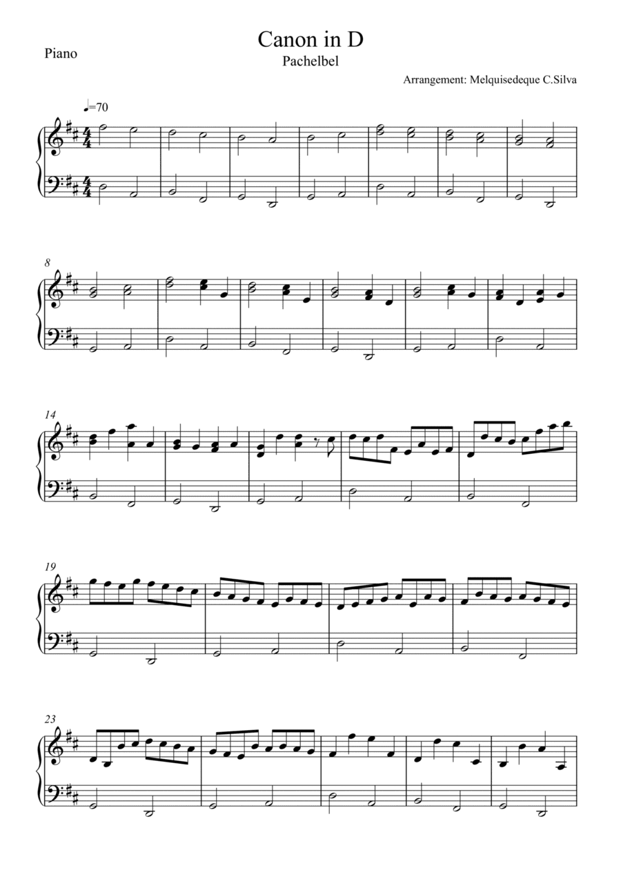 Canon in D - Piano (arr. MELQUISEDEQUE SILVA)