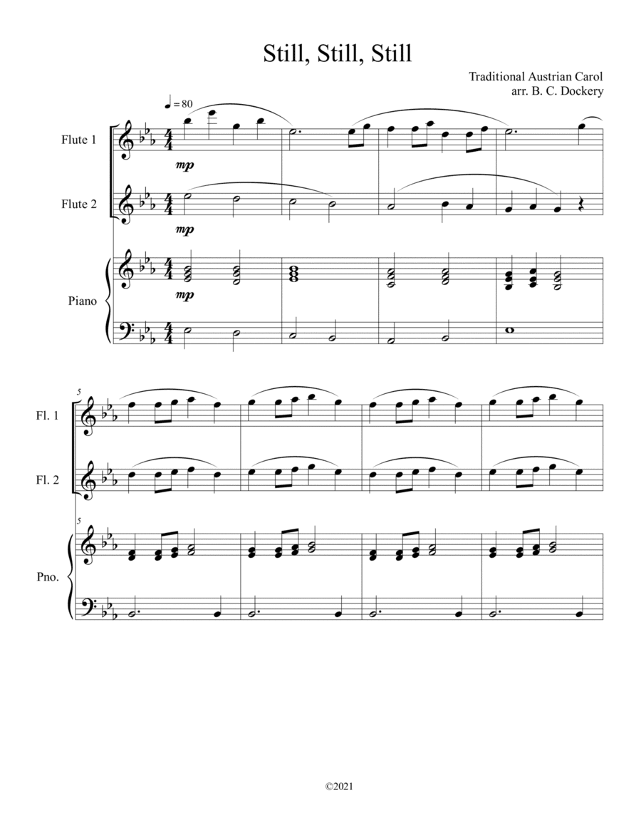 Still, Still, Still (Flute Duet) with optional piano accompaniment (arr. B. C. Dockery)