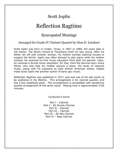 Reflection Ragtime (Clarinets) (arr. Glen D. Lienhart)