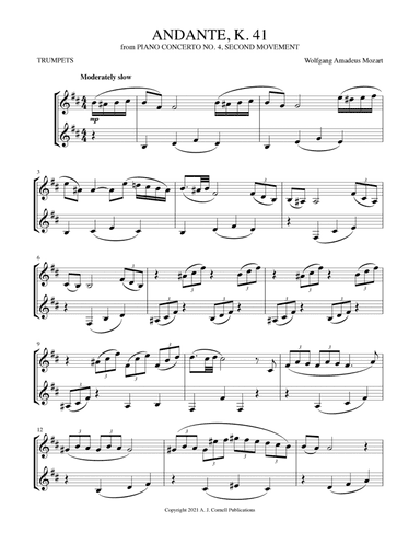 Andante (from Piano Concerto No. 4, K. 41) (arr. Mark Phillips)