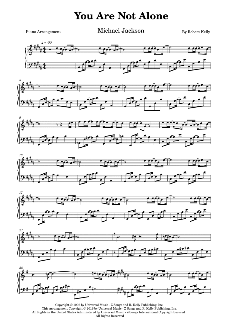 You Are Not Alone (arr. Piano Go Life)