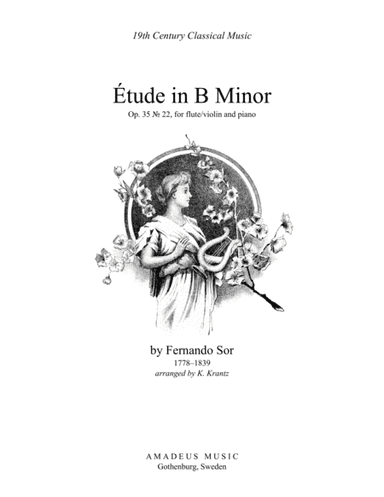 Étude (study) in B Minor Op. 35 No. 22 for flute or violin and easy piano (arr. K. Krantz)