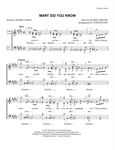 Mary, Did You Know? (arr. Tom Gentry)