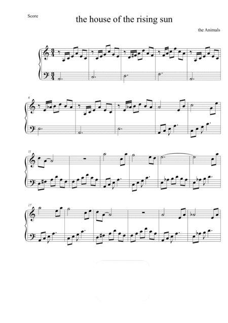 the house of the raising sun EASY PIANO (arr. pianoplayer)