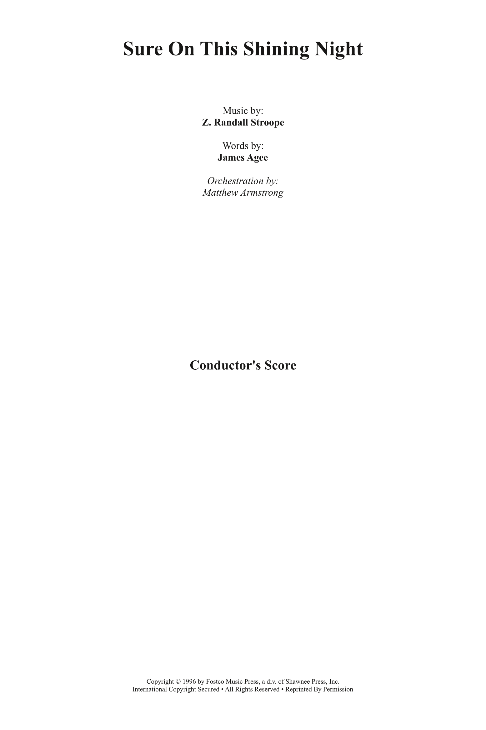 Sure On This Shining Night - Score Only (arr. Matthew Armstrong)