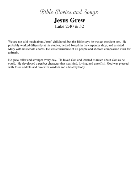Jesus Grew (Bible Stories and Songs)