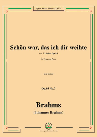 Brahms-Schon war,das ich dir weihte,Op.95 No.7 in d minor (arr. Open Cloud)